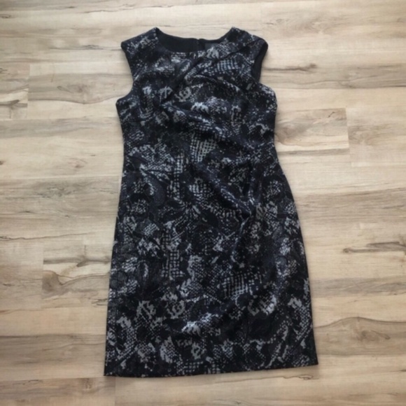 Adrianna Papell Black and Silver Sheath Midi Dress - Picture 4 of 7